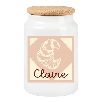 NOM CADEAUX CLAIRE LETTRE C - Boîte à biscuits avec couvercle en bois - blanc - Devant