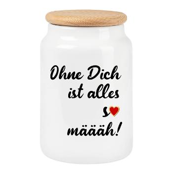 LIEBE SPRÜCHE - TRENNUNG HERZ - Keksdose mit Holzdeckel - Weiß - Vorne