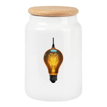 Ampoule et circuit - Boîte à biscuits avec couvercle en bois - blanc - Devant