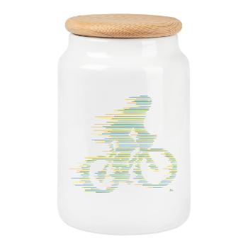 Lignes de vélo de route Idée cadeau de vélo coloré - Boîte à biscuits avec couvercle en bois - blanc - Devant