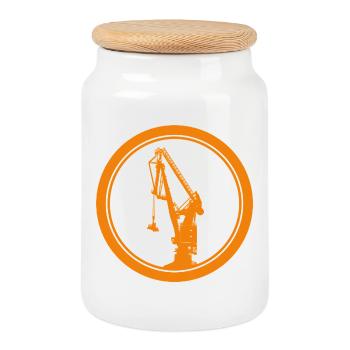 Grue Portuaire Silhouette 01 - Boîte à biscuits avec couvercle en bois - blanc - Devant