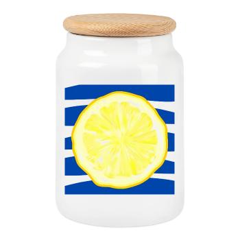 FRUITS D’ÉTÉ, CITRONS, MER - Boîte à biscuits avec couvercle en bois - blanc - Devant