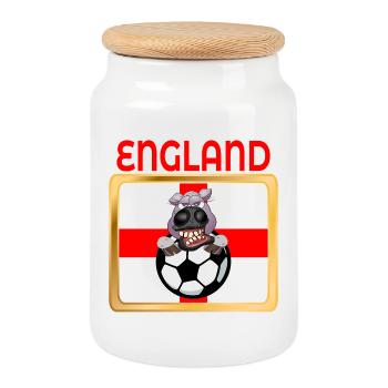 HORSE LOVES SOCCER FOOTBALL - Cookie Jar with Wooden Lid - white - Front