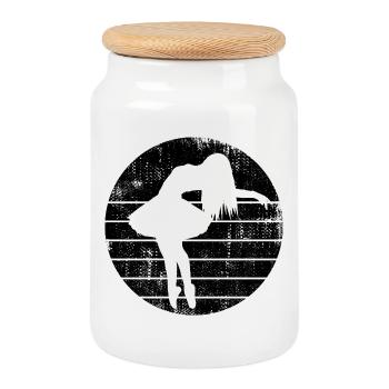 Ballerine - Boîte à biscuits avec couvercle en bois - blanc - Devant