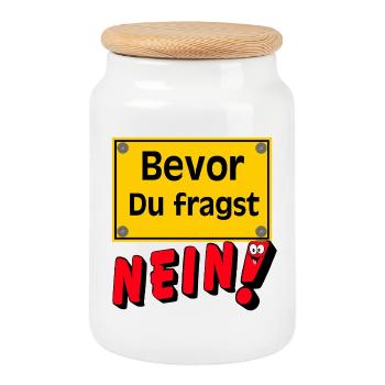 Avant que tu ne demandes No Sign - Boîte à biscuits avec couvercle en bois - blanc - Devant
