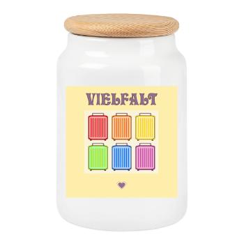 VIELFALT INKLUSION PRIDE KOFFER - Keksdose mit Holzdeckel - Weiß - Vorne