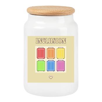 Inklusion Diversit Pride Fiert Koffer - Keksdose mit Holzdeckel - Weiß - Vorne