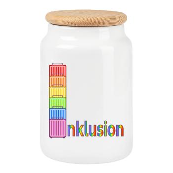 INKLUSION VIELFALT REGENBOGEN REISEKOFFER - Keksdose mit Holzdeckel - Weiß - Vorne