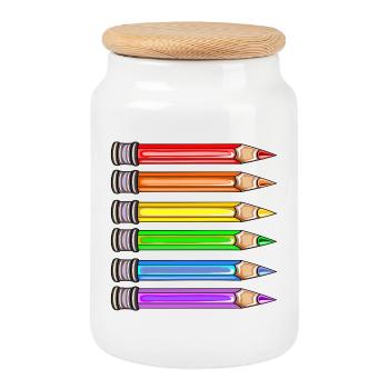 DRAPEAU ARC-EN-CIEL DE LA FIERTÉ - Boîte à biscuits avec couvercle en bois - blanc - Devant