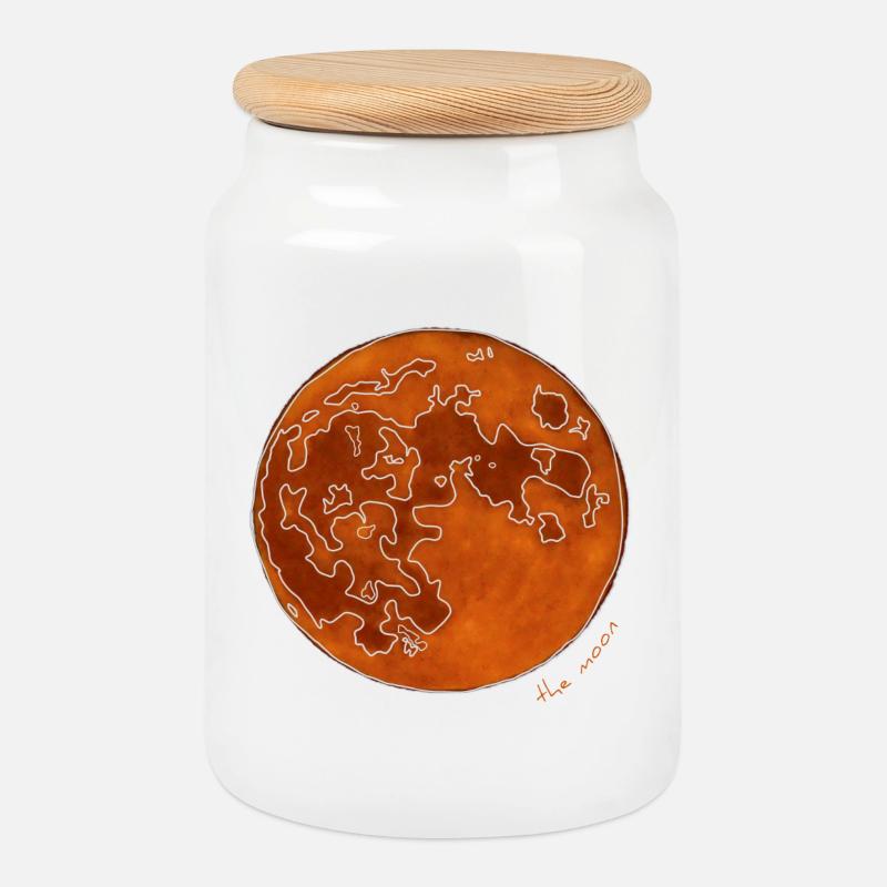 THE ORANGE MOON - Cookie Jar with Wooden Lid - white