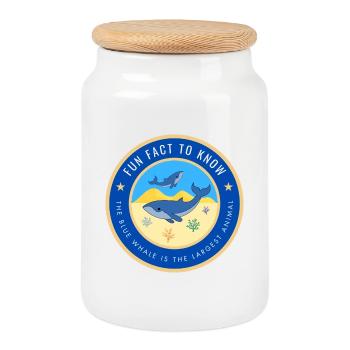 The blue whale is the largest animal - Cookie Jar with Wooden Lid - white - Front