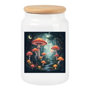 Mushroom Forest - Keksdose mit Holzdeckel - Weiß - Vorne