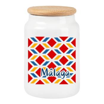 Malaga street walls 2 - Cookie Jar with Wooden Lid - white - Front