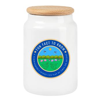 A hummingbird's wings can flap 80 times per second - Cookie Jar with Wooden Lid - white - Front
