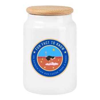 An ostrich can run faster than a horse - Cookie Jar with Wooden Lid - white - Front