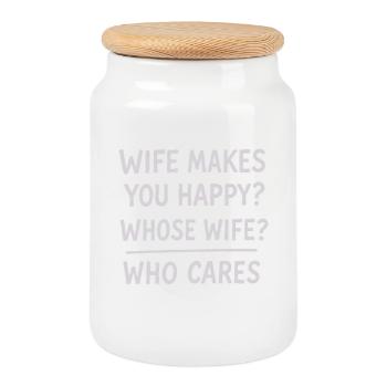 Humoristique épouse appréciation citation design - Boîte à biscuits avec couvercle en bois - blanc - Devant