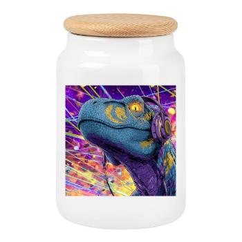 Raptor Rave - Keksdose mit Holzdeckel - Weiß - Vorne
