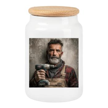 Mein Akkuschrauber ist mein Therapeut - Keksdose mit Holzdeckel - Weiß - Vorne