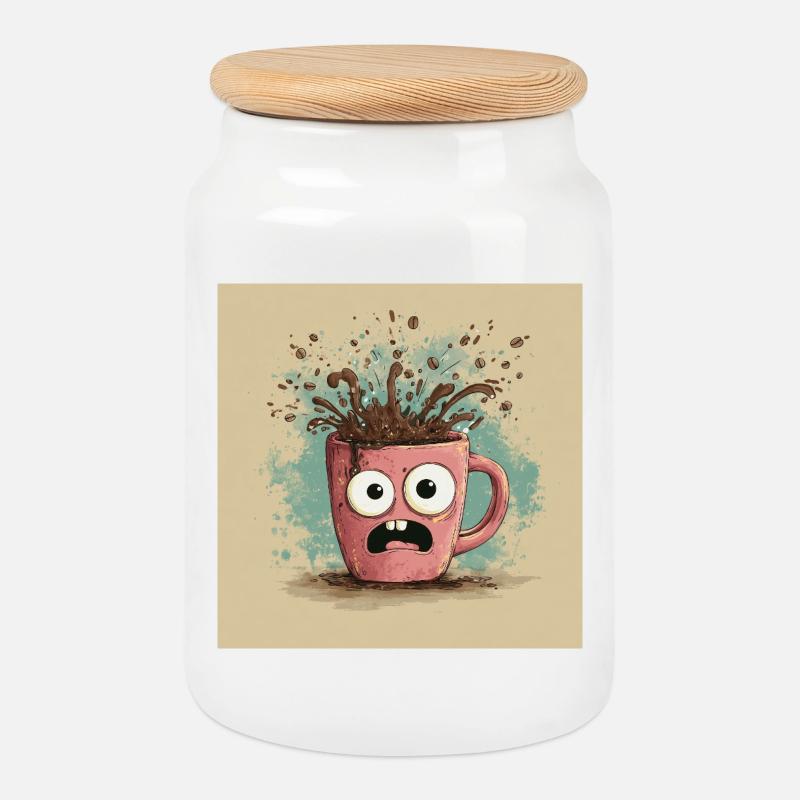 Caffeinated Chaos - Keksdose mit Holzdeckel - Weiß