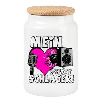 Schlager Party , Schlager Musik , Schlager Herz... - Keksdose mit Holzdeckel - Weiß - Vorne
