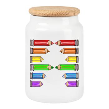 LETTER A NAME SCHOOL CRAYONS - Cookie Jar with Wooden Lid - white - Front