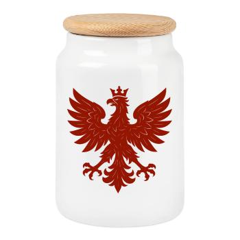 Pologne Polska aigle drapeau drapeau épique cadeau - Boîte à biscuits avec couvercle en bois - blanc - Devant