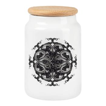 Mandala serpent mystique avec une touche cosmique - Boîte à biscuits avec couvercle en bois - blanc - Devant
