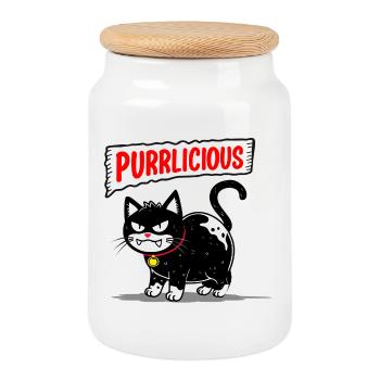 Pourpre de chat - Boîte à biscuits avec couvercle en bois - blanc - Devant