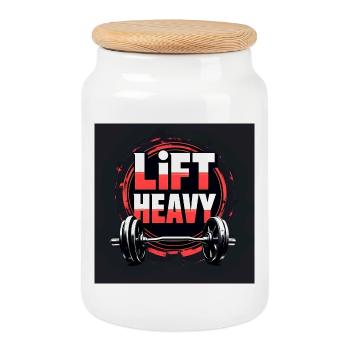 Motivational design for the gym - Cookie Jar with Wooden Lid - white - Front