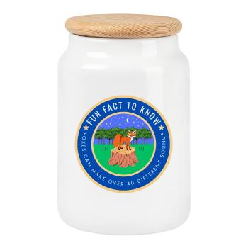 Foxes can make over 40 different sounds - Cookie Jar with Wooden Lid - white - Front