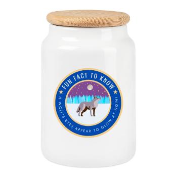 A wolf's eyes appear to glow at night - Cookie Jar with Wooden Lid - white - Front