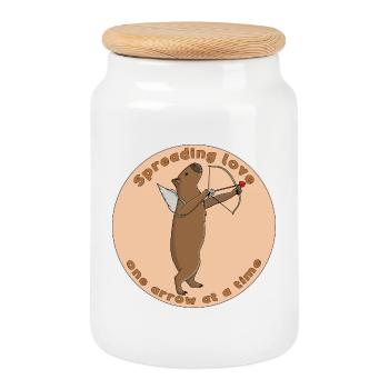 Répandre l’amour, une flèche à la fois - Boîte à biscuits avec couvercle en bois - blanc - Devant