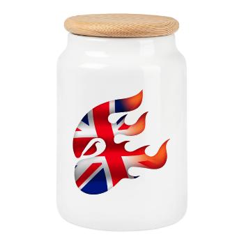 Drapeau du Royaume-Uni - Royaume-Uni - Ninja - Boîte à biscuits avec couvercle en bois - blanc - Devant