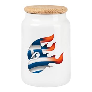 Flag of Greece - Greece - Ninja - Cookie Jar with Wooden Lid - white - Front