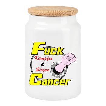 Lutter et vaincre le cancer - Boîte à biscuits avec couvercle en bois - blanc - Devant