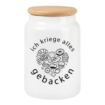 ich kriege alles gebacken backerei Konditor - Keksdose mit Holzdeckel - Weiß - Vorne