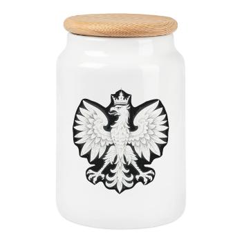 Pologne Polska Aigle drapeau blanc Drapeau Cadeau - Boîte à biscuits avec couvercle en bois - blanc - Devant