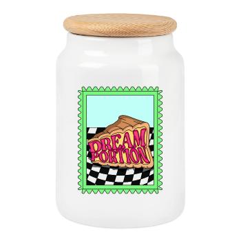 DREAM PORTION - Cookie Jar with Wooden Lid - white - Front