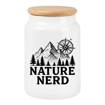nature nerd hiking mountains - Cookie Jar with Wooden Lid - white - Front