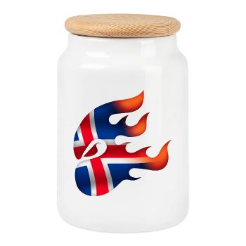 Drapeau de l’Islande - Islande - Ninja - Boîte à biscuits avec couvercle en bois - blanc - Devant