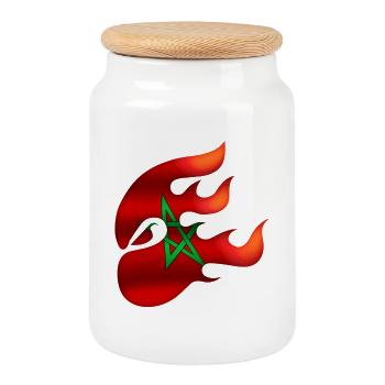 Drapeau du Maroc - Maroc - Ninja - Boîte à biscuits avec couvercle en bois - blanc - Devant