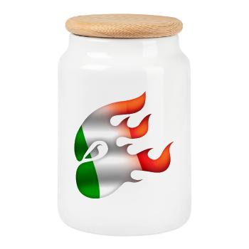Flag of Italy - Italy - Ninja - Cookie Jar with Wooden Lid - white - Front
