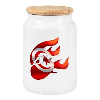 Flag of Tunisia - Tunisia - Ninja - Cookie Jar with Wooden Lid - white - Front