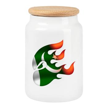 Flag of Pakistan - Pakistan - Ninja - Cookie Jar with Wooden Lid - white - Front