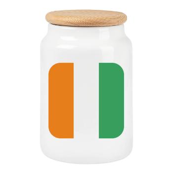 drapeau de la cote d ivoire - Boîte à biscuits avec couvercle en bois - blanc - Devant