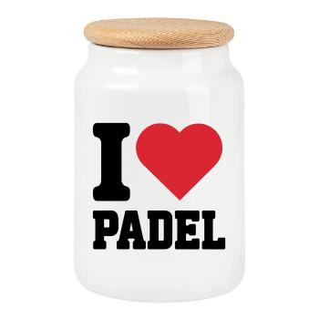 Ich liebe Padel - Keksdose mit Holzdeckel - Weiß - Vorne