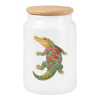 Yakuza Crocodile – Un pouvoir ancien à l’encre - Boîte à biscuits avec couvercle en bois - blanc - Devant
