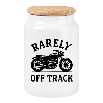 rarely off track motorcycle - Cookie Jar with Wooden Lid - white - Front