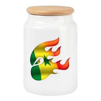 Flagge von Senegal - Senegal - Ninja - Keksdose mit Holzdeckel - Weiß - Vorne