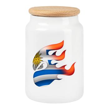 Flag of Uruguay - Uruguay - Ninja - Cookie Jar with Wooden Lid - white - Front